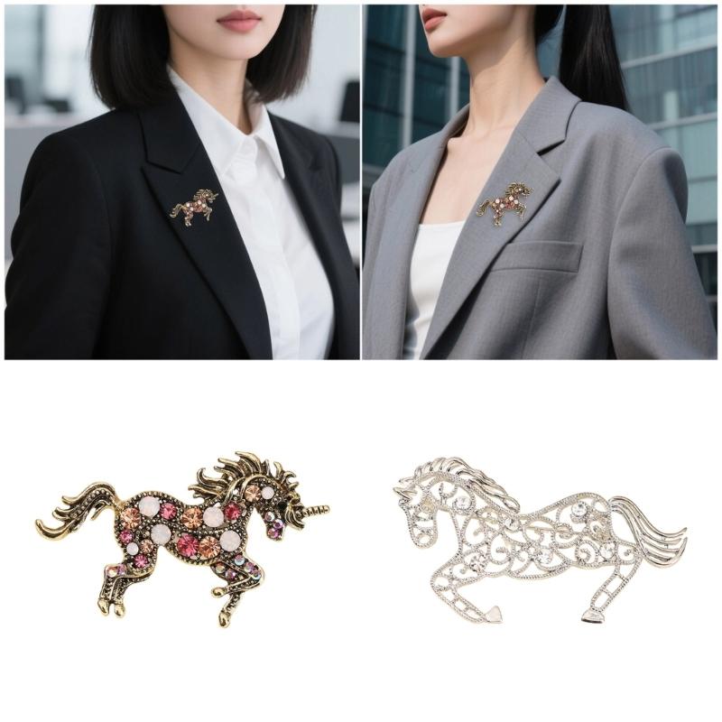 Unique Brooch Pin Horse Badge Beautiful Pin Alloy Texture Fashion Accessory Suitable for Clothing and Bag Decorating