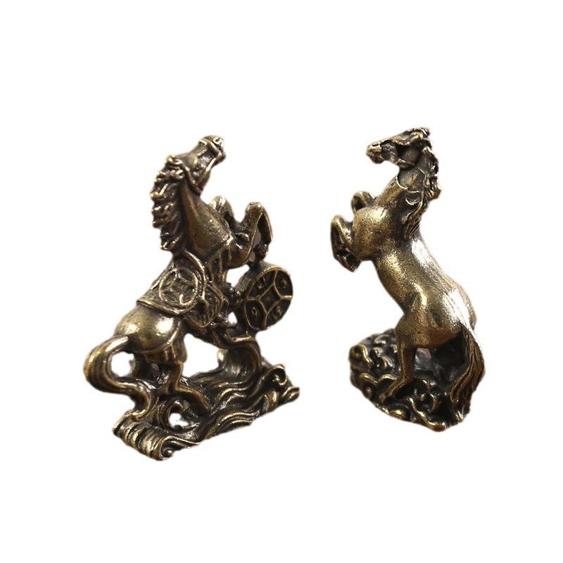 Brass Horse Ornament: Pure Copper Tea Pet for Desktop - Zodiac Horse Sign of Success