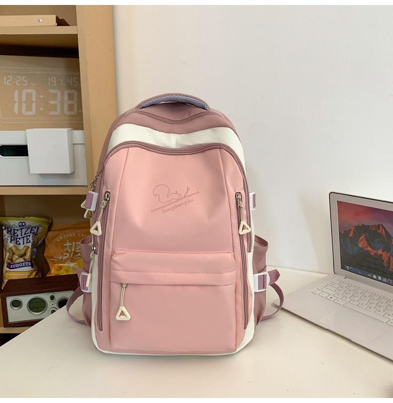 Schoolbag new trendy junior and senior high school student backpack, simple casual backpack, fashionable collegiate style patchwork color backpack,