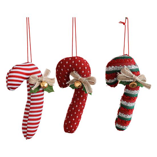 Candy Cane Christmas Ornament Plush Soft Candy Cane Christmas Tree Stuffed Decoration for Holiday Party Decor