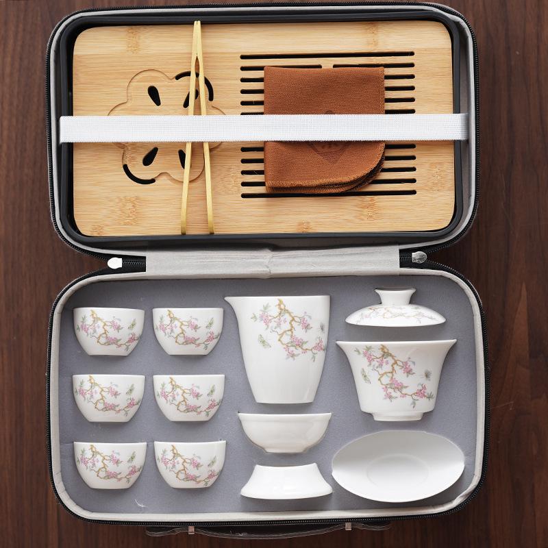 High-end Guest Tea Set Suet Jade Wisteria Flower Set