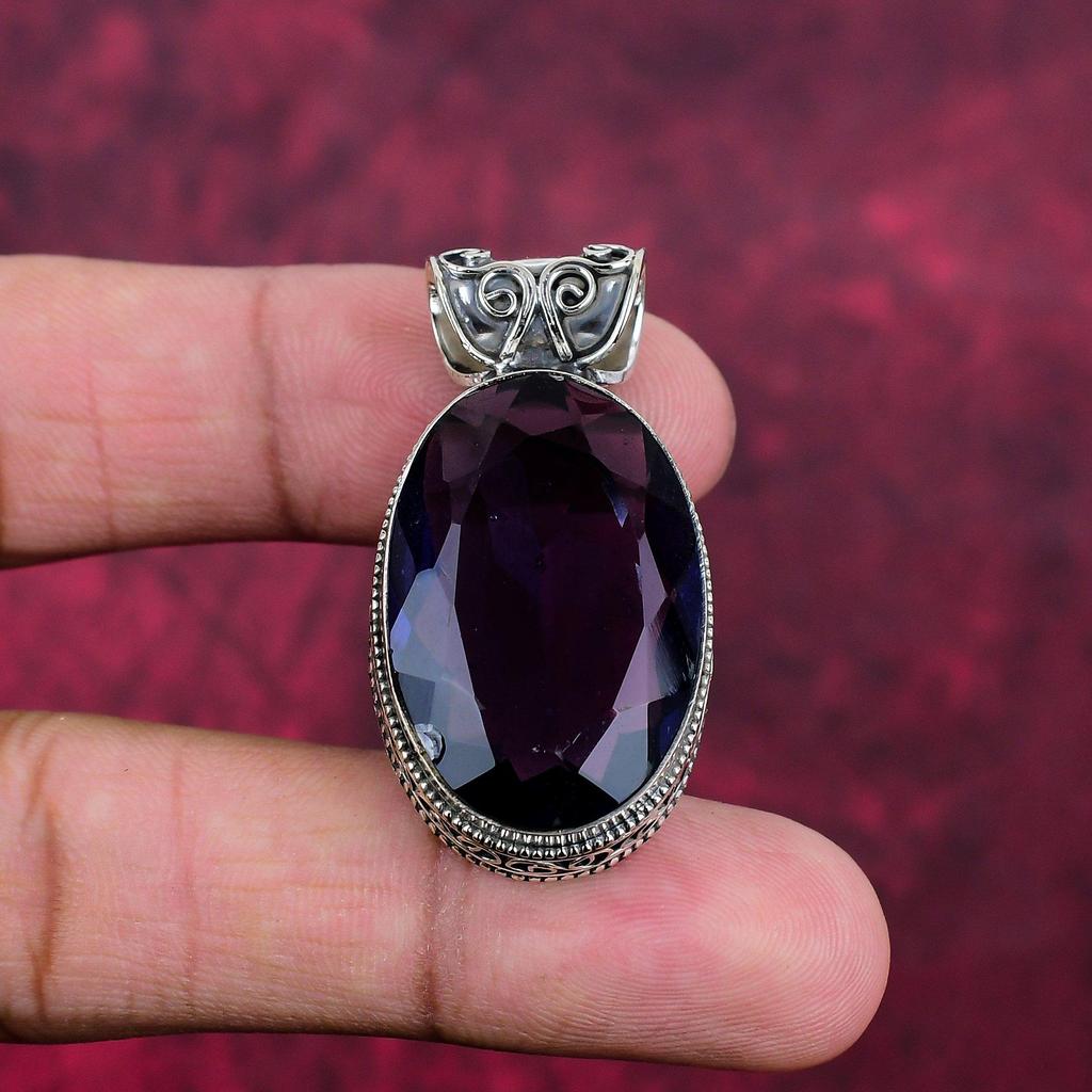 Amethyst Pendant Gemstone Jewelry, 925 Solid Sterling Silver Pendant, Gift For Women Handmade Pendant