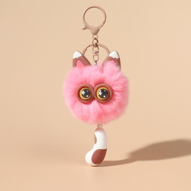 Niedlicher Rexkaninchenhaar Kätzchen Schlüsselanhänger Anhänger Mädchen Herz Plüsch Cartoon Puppe Puppe Taschenzubehör Geschenk