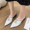 Fashion Female Sexy Luxury Pointed Slippers 2025 Spring and Summer New Fashion Dew with Party Designer Women's Baotou Slippers