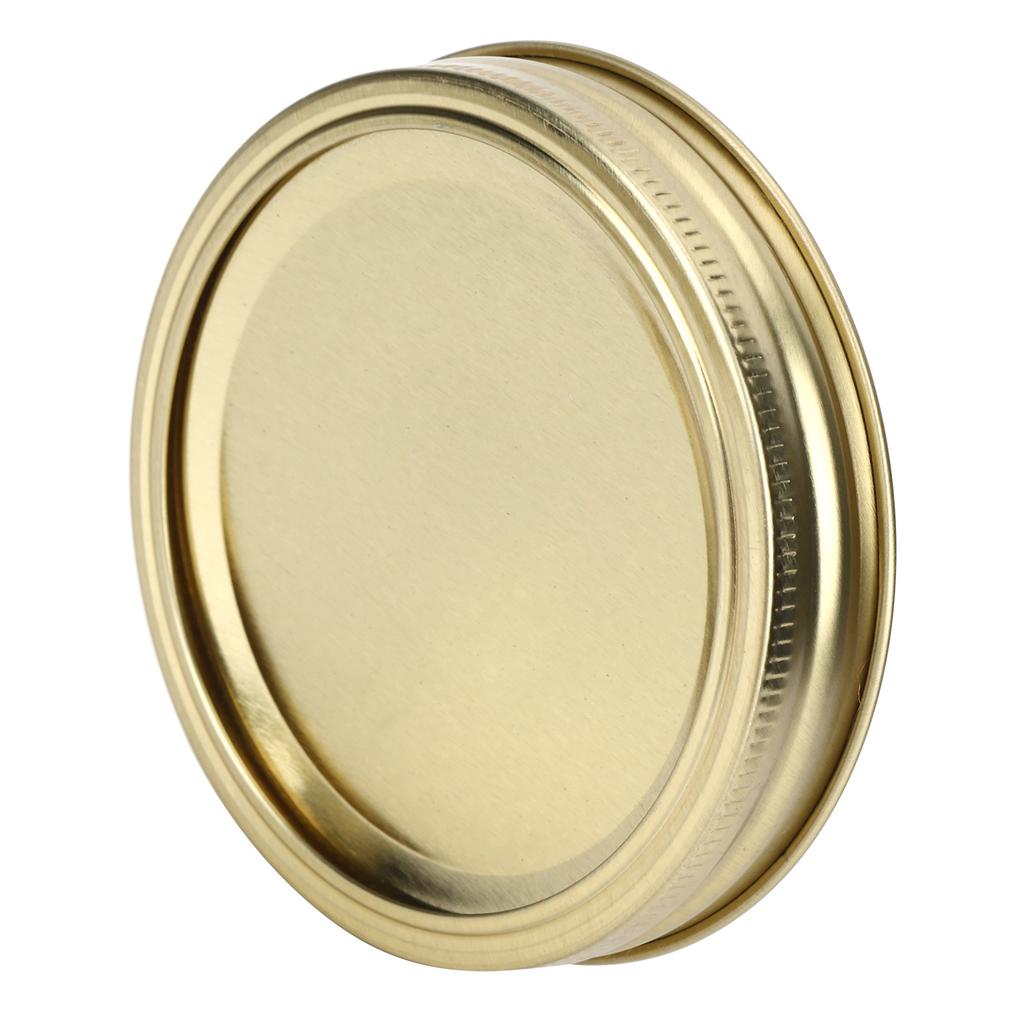 12Pcs Stainless Steel Split Type Glass Jar Lids Round Lkproof Sling Covers Kitchen Supply(XH00179 Gold )