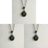 Gothic Vintage Black Pendant Necklace With Green Stone For Party Wear
