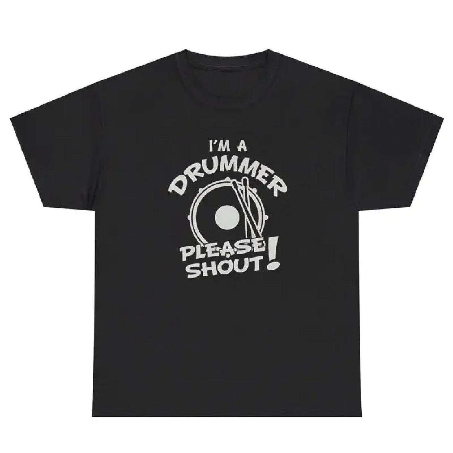 I m A Drummer Please Shout T Shirt Funny Sarcastic Deaf Band Humor Tee XXXXXL разноцветный
