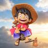 14cm/5.5in One Piece Pink Luffy Anime Figure Q-version Sitting Posture Childrens Model Figurine Collectibles and Toys Gift