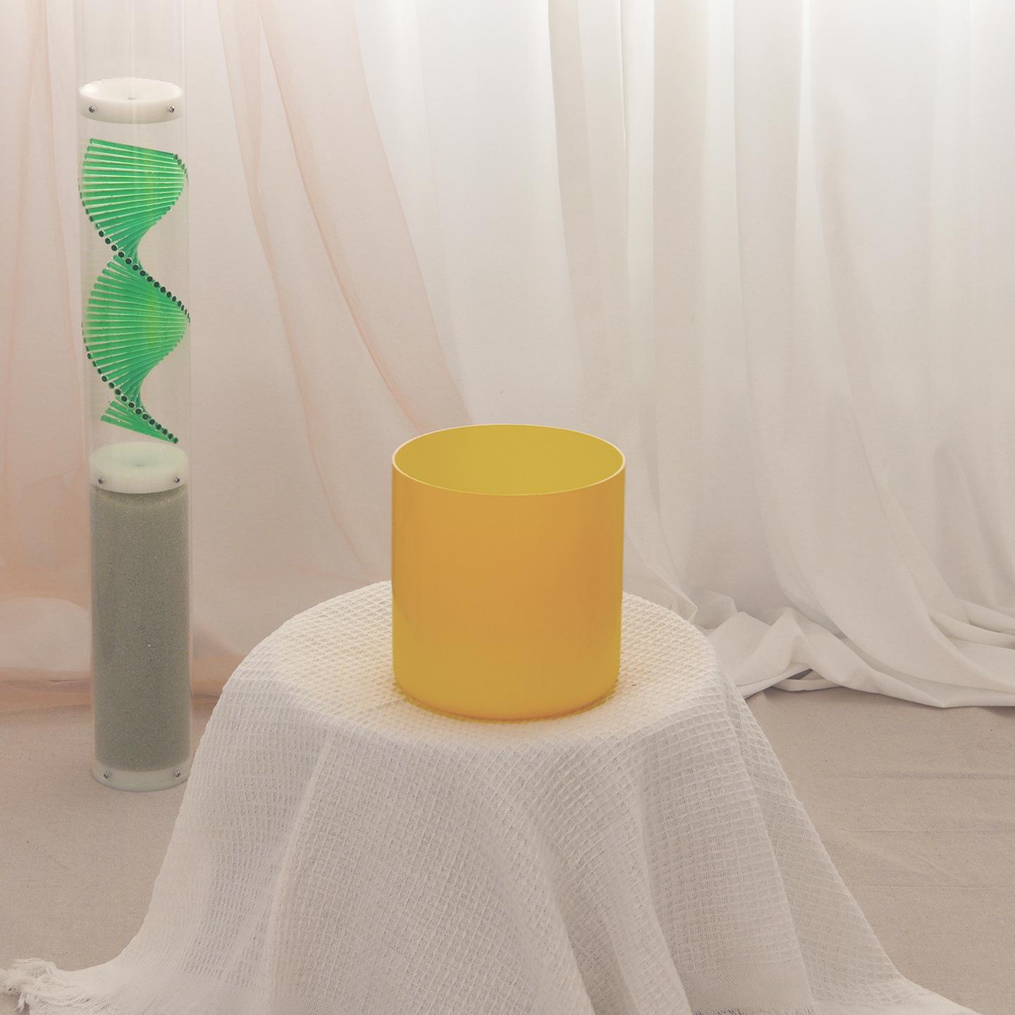 Lemon Yellow Handmade Crystal Singing Bowl for Sound Therapy and Yoga Relaxation 6-inch