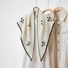Summer Atmosphere Wearing Headscarf Twill Silk Simulation Silk Cool Diagonal Scarf Cashew Print Women's Triangle Silk Scarf