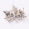 Brooch Pin Autumn Maple Leaf Design Zinc Alloy Pin with Rhinestone Inlay Suits Coats Sweaters Badge Formal Wear Accessory