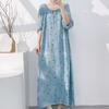 1011 new cotton and silk nightdress women's summer short-sleeved pajamas cartoon pony element long loose cotton silk skirt can be worn outside