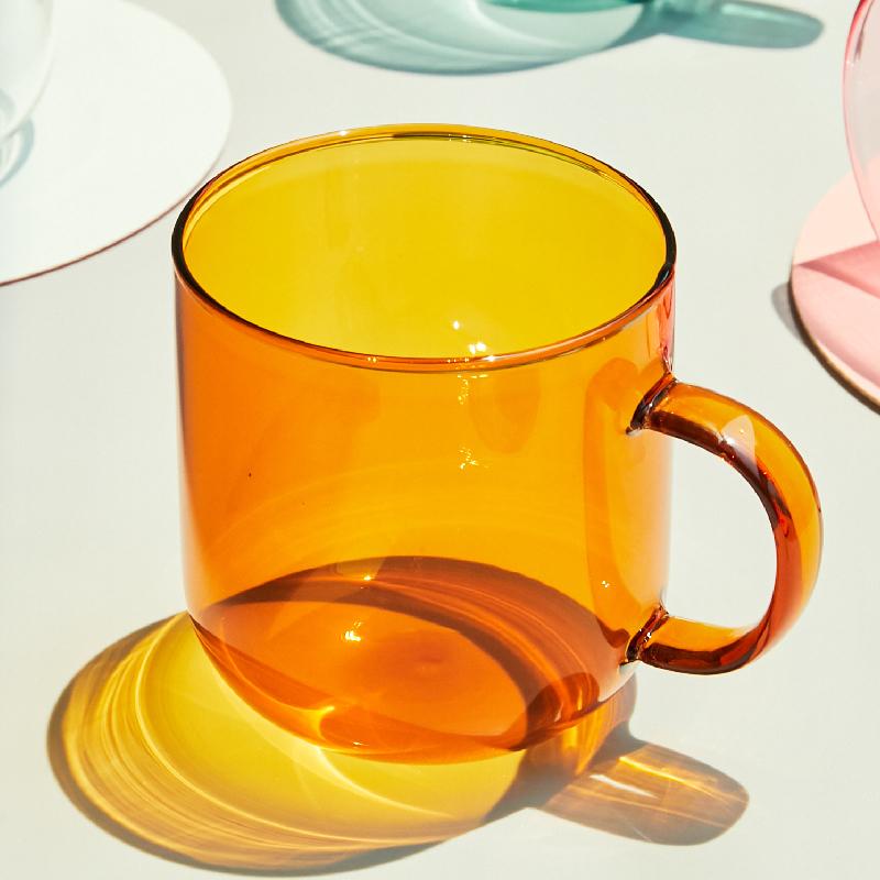 Hitzebeständiges Glas Bunte Kaffeegläser mit Henkel Haushalt Milch Frühstückstasse Nordisch Modern Becher Trinkgläser