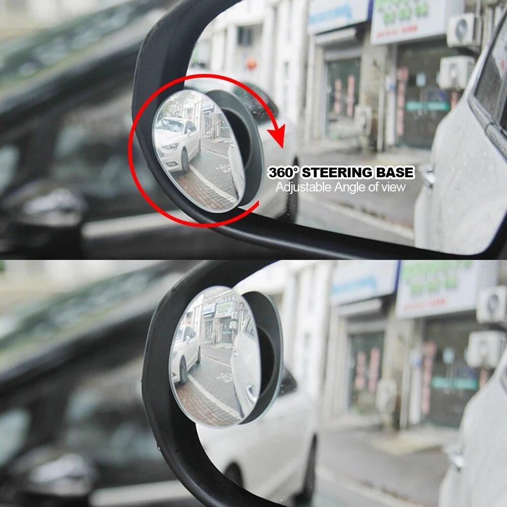 2Pcs Adjustable 360 Car Rearview Convex Mirror for Car Reverse Wide Angle Vehicle Parking Rimless Mirrors HD Blind Spot Mirror