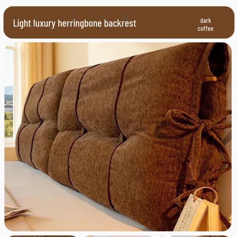 2025 Herringbone Headboard Cushion: Soft Upholstered, Anti-collision, Fixable Bedside Pillow