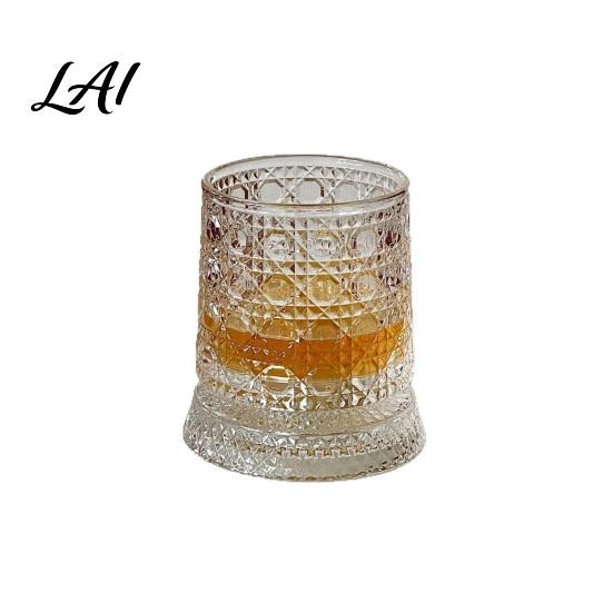 Lead-free Glass Tumbler Dad's Gift Spinning Whiskey with LED Light 260ml Embossed