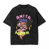 Anita Max Woman Men Cotton Washed Hot Stamping Print TShirt Harajuku Cotton Tshirt Mens Summer Short Sleeve Tees