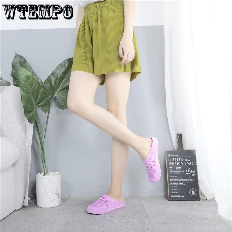 PVC Nazouváky Dámské Prodyšné Pantofle Silná Podrážka Protiskluzové Měkká Podrážka Sandály Krytá Špička Proti Kolizi Dírkované Sandály