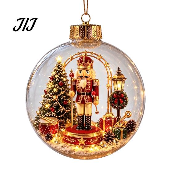 Year Round Home Accent Lighted Clear Christmas Ball Ornaments, Cute Santa Claus/Tree/Snowman/Angel Figure Inside Portable Light Decor The Xmas Hanging