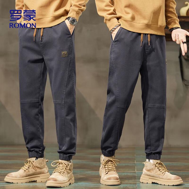 ROMON Men's Loose Fit Thickened Casual Cargo Pants
