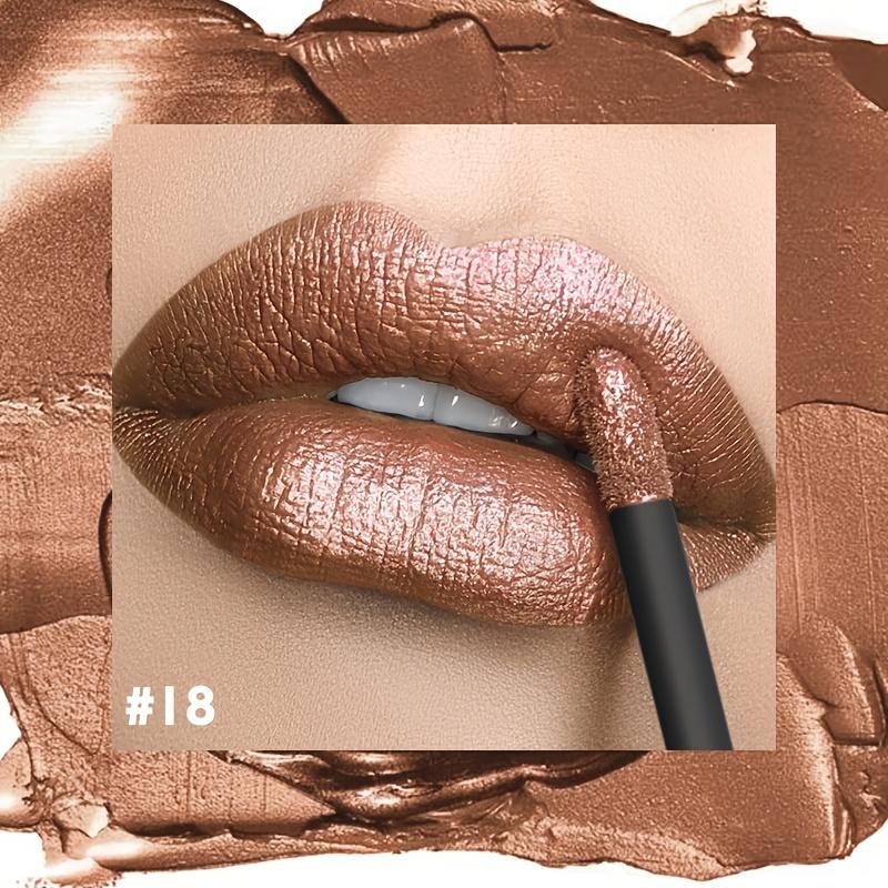 Gloss Labial Metálico Alto Brilho, Longa Duração, Fórmula Não Pegajosa, Batom Hidratante Brilho Labial Ideal para Festas, Encontros e Uso Diário