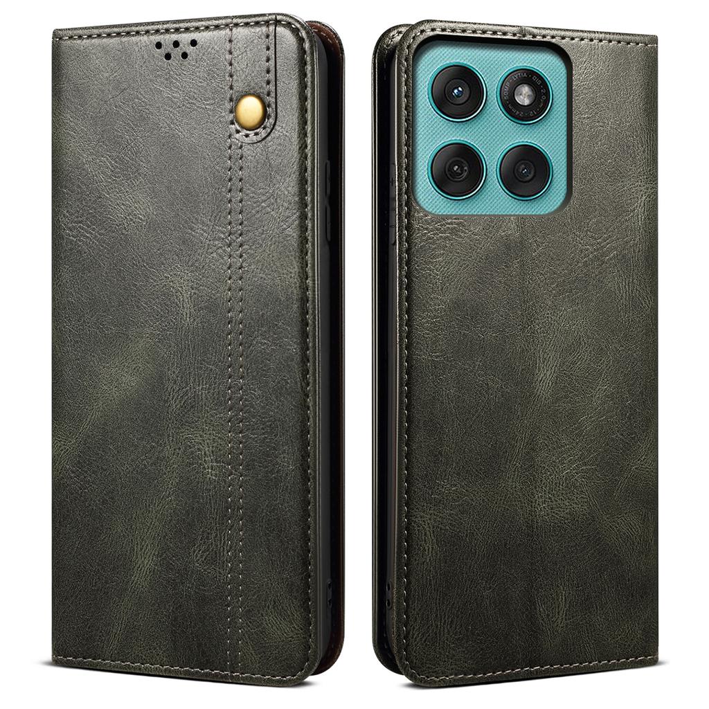 Für Motorola Moto G56 5G Hülle Crazy Horse Textur Wachsleder Brieftasche Ständer Handyhülle