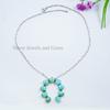 Arizona Turquoise Squash Blossom Necklace, 925 Sterling Silver Paper Clip Chain