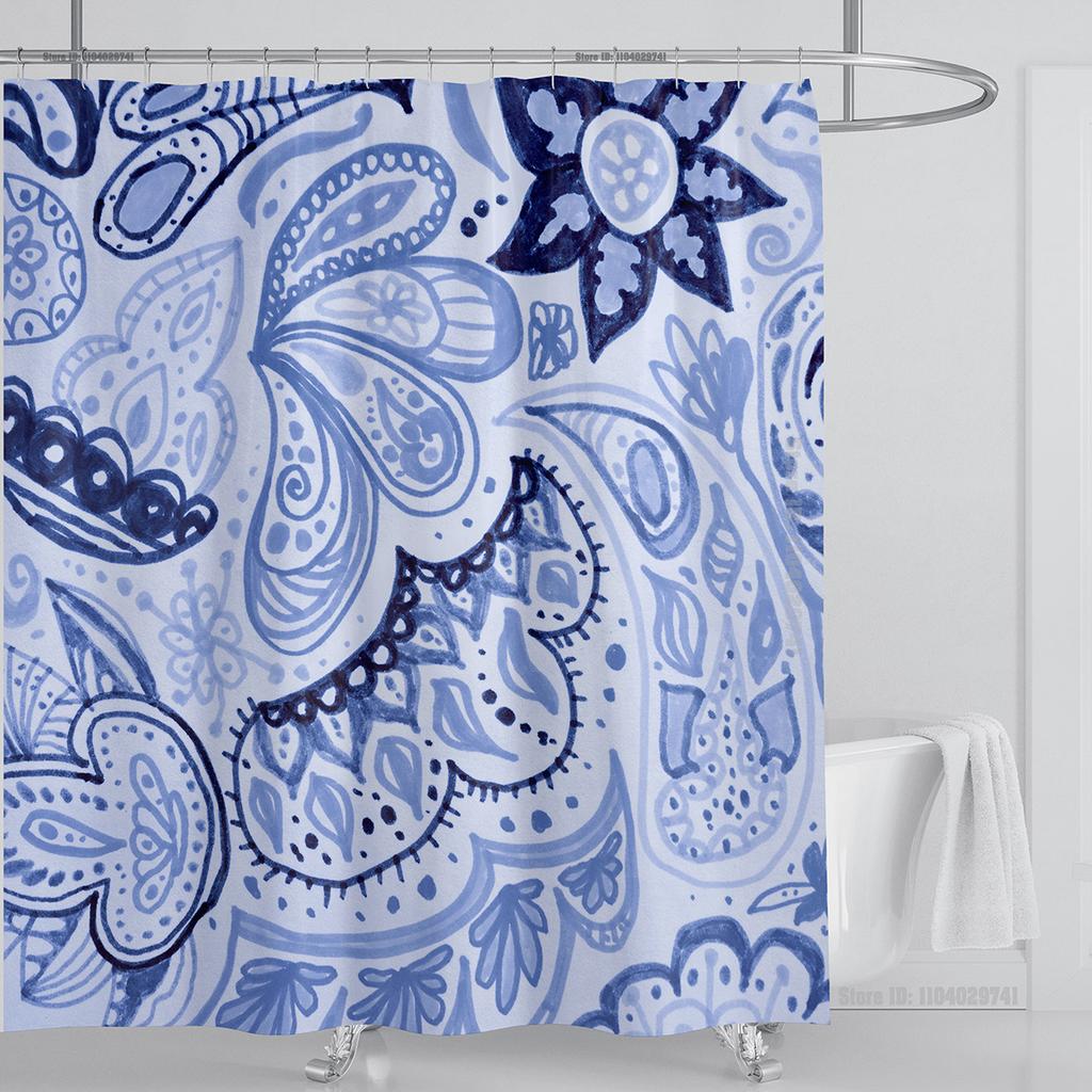 Boho Luxury Floral modern Shower Curtain flower printing Waterproof Polyester Bathroom Curtain with Hooks Bathtub Screen