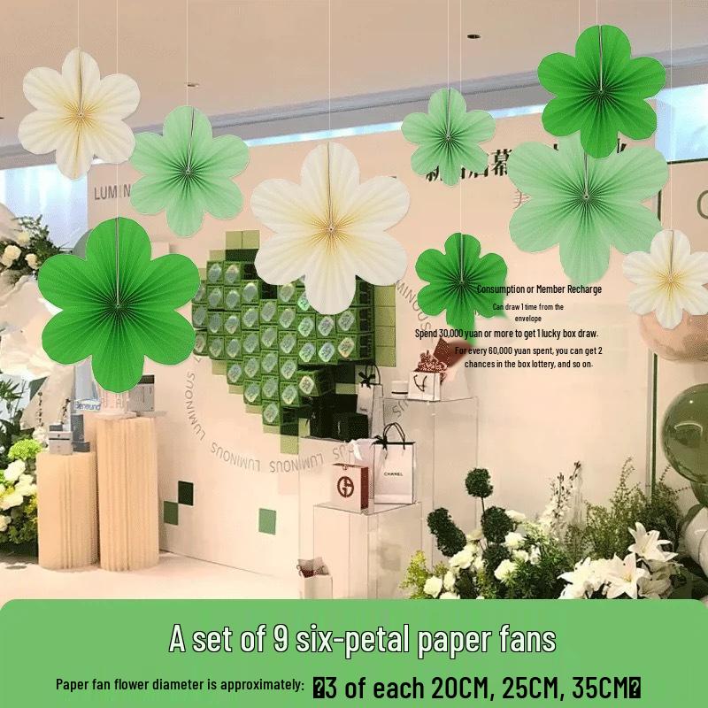 Spring Atmosphere Gold Shop & Mall Rooftop Jewelry Store Aerial Pendant Flower Hanging Decoration for Kindergarten