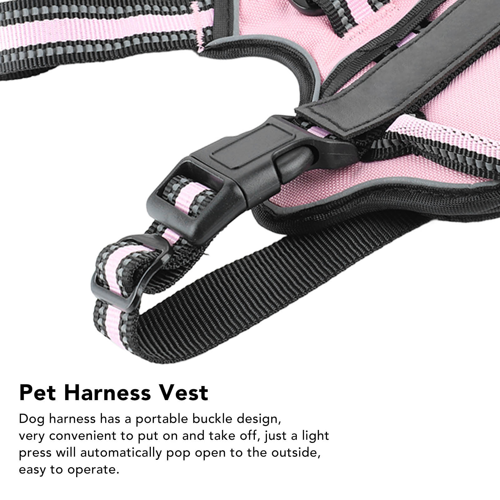 

Dog Harness Double Layers Adjsutable Breathable Mesh Reflective Escape Proof Pet Harness Vest for Outdoor Hiking Pink M M