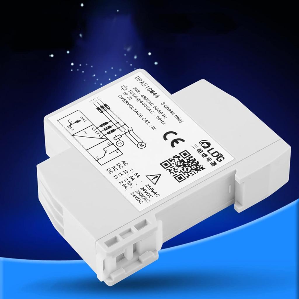 EVTSCAN Latest DPA51CM44 3-Phase Monitoring Relay, CurrentVoltage Monitoring Relay Phase Sequence Protector for ThreePhase System, Without Neutral,