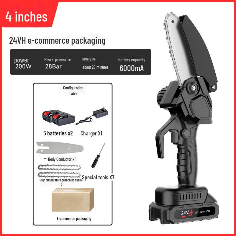 High-Power Rechargeable Handheld Electric Chainsaw for Tree Pruning and Logging