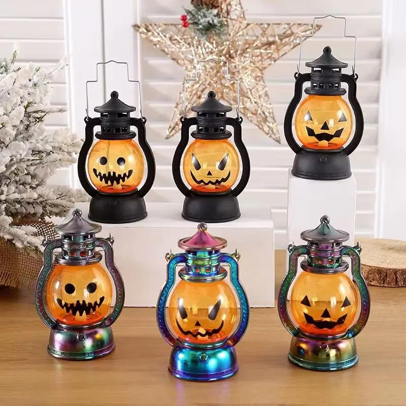 Mini Halloween Pumpkin Led Lantern With Warm Flickering Light For Halloween Home Party Tabletop Decor Gifts