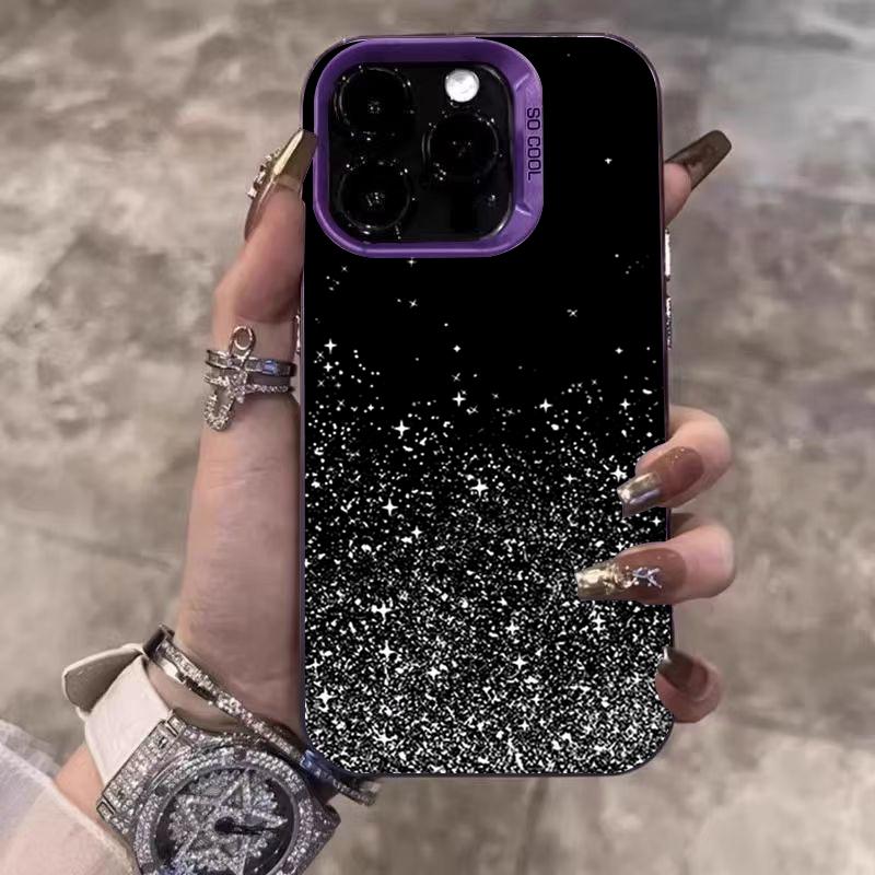 Dark Background Floral Pattern Electroplate IMD Phone Case For iPhone 16 15 14 13 12 11 Pro Max 16E 7 8 Plus X XS XR SE Cover