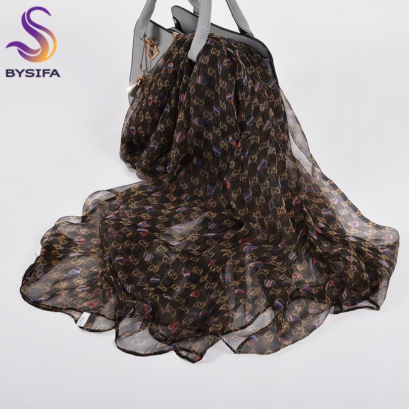 [BYSIFA]  Silk Scarf Hijabs Women Fashion Brand Summer Beach Cover-ups Ladies Navy Blue Neck Scarves 100% Silk Long Scarves