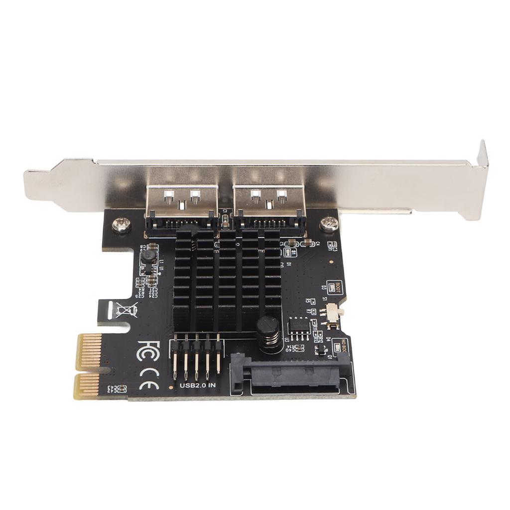 PCIE to Power ESATA Expansion Card 2 Port 6.0Gbps Support Hot Swap Plug and Play PCI Express SATA Card for Desktop