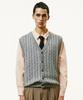 SSY [Set] Sunday Cable Knit Vest & Drapery Shirt