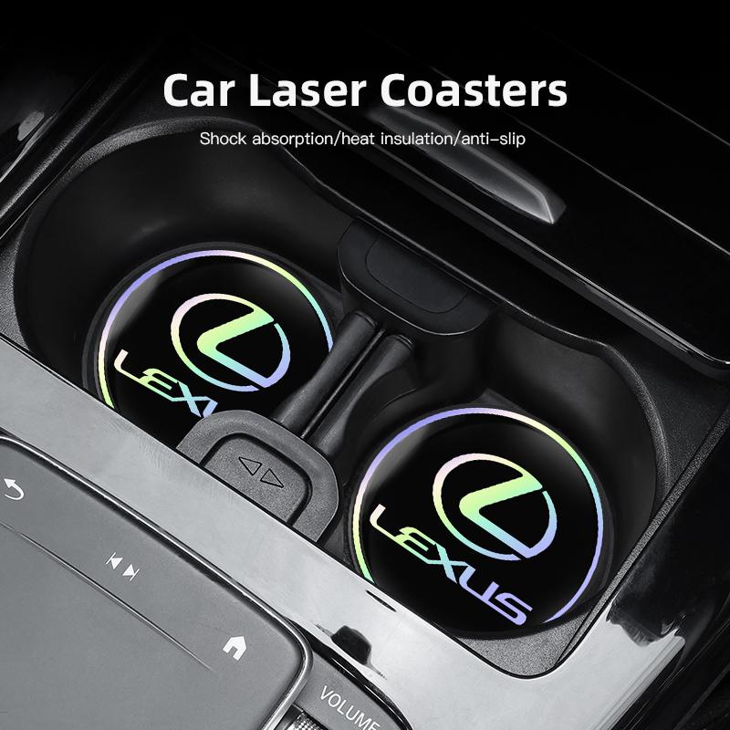 2Pcs Leather Car Coasters Cup Holder Mat For Lexus RX330 IS250 Ct200h ES300h RX350 Car Interior Accessories Decorative Coasters