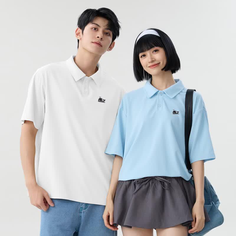 Baleno Men's Whale Print Waffle Knit Polo Shirt
