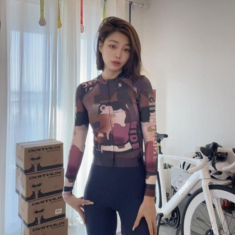 Womens Lightweight Cycling Jersey Long Sleeve Breathable Bike Apparel Road Mountain Biking