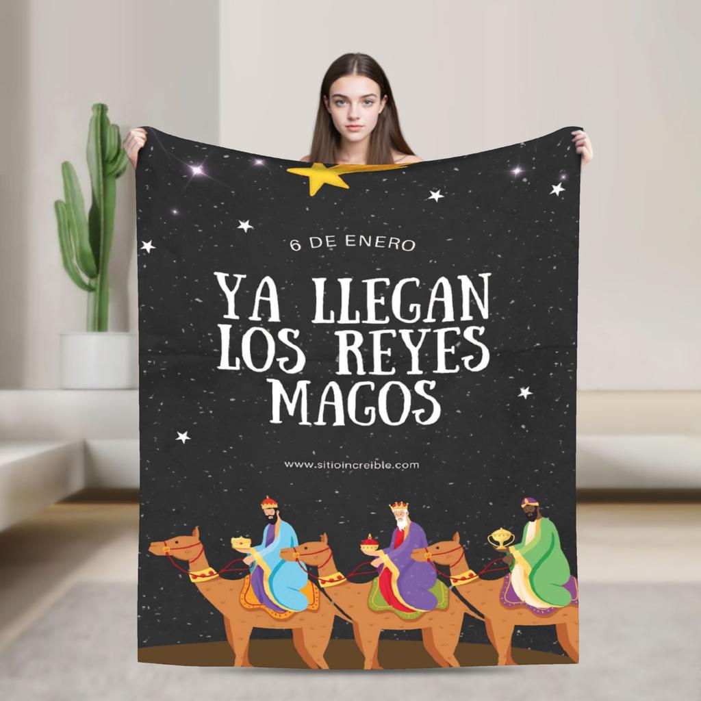 Día de los Reyes Magos Throw Blanket for Couch  Fuzzy Soft Plush Blanket 50x60 Inches Multi-size Bedspread for All Seasons