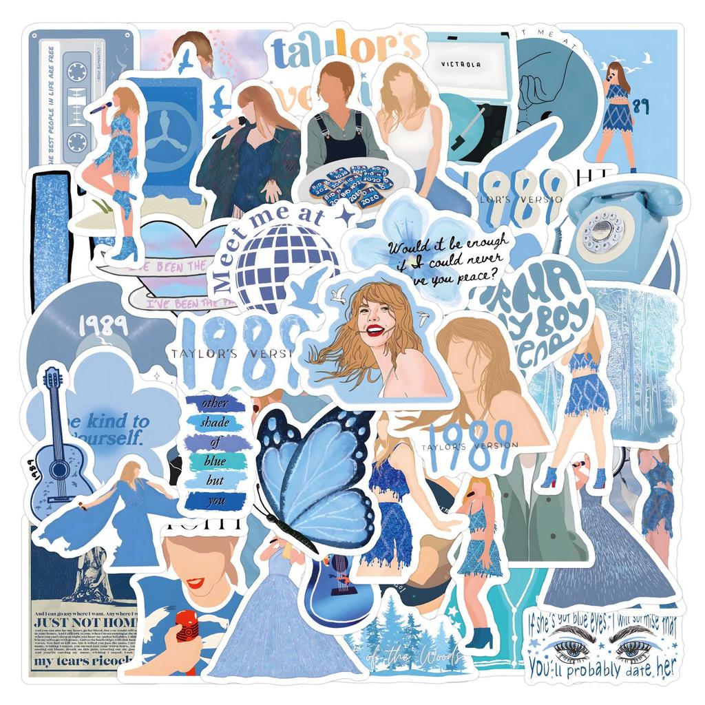 60 Blue Graffiti Stickers: Moldy Taylor Design, Waterproof for DIY Decoration on Guitar, Notebook, Skateboard