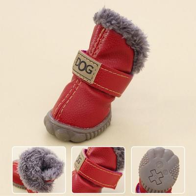 Pet Accessories Warm Pet Snow Boots Soft Waterproof Winter Pet Dog Shoes Non Slip /PU Dog Rainshoes for 4Pcs/Set Cats