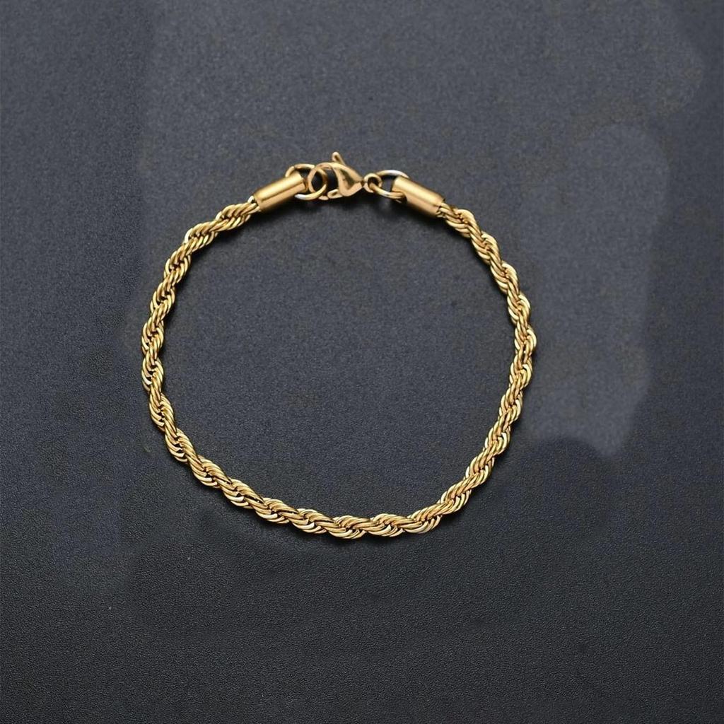 Men's European and American 3.2mm Titanium Stainless Steel Flat Bracelet