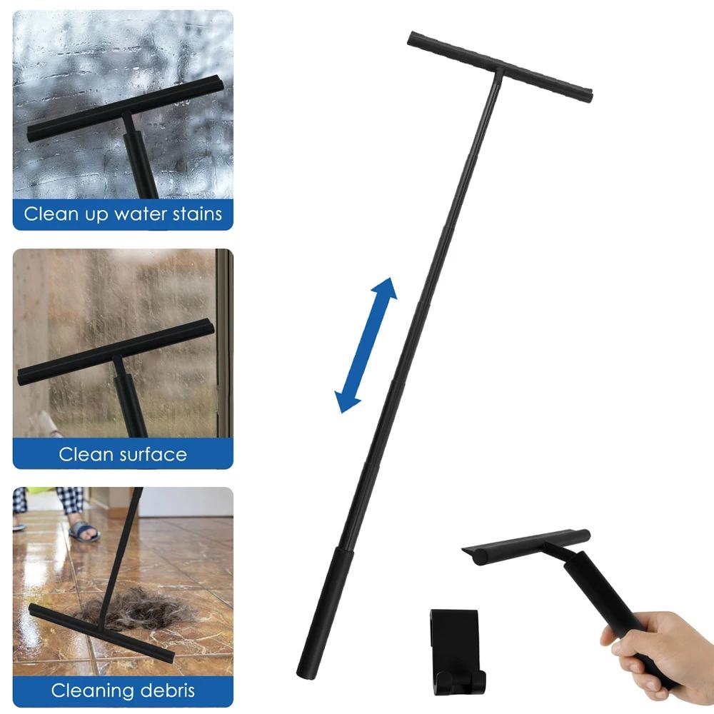Koupelnová stěrka na sprchový kout Teleskopická podlahová stěrka Čistič Nerezová ocel Silikonové Stěrka na skleněné dveře s háčky Čisticí nástroj