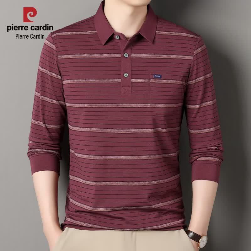 

Pierre Cardin Men s Striped Long-Sleeve Polo Shirt 180