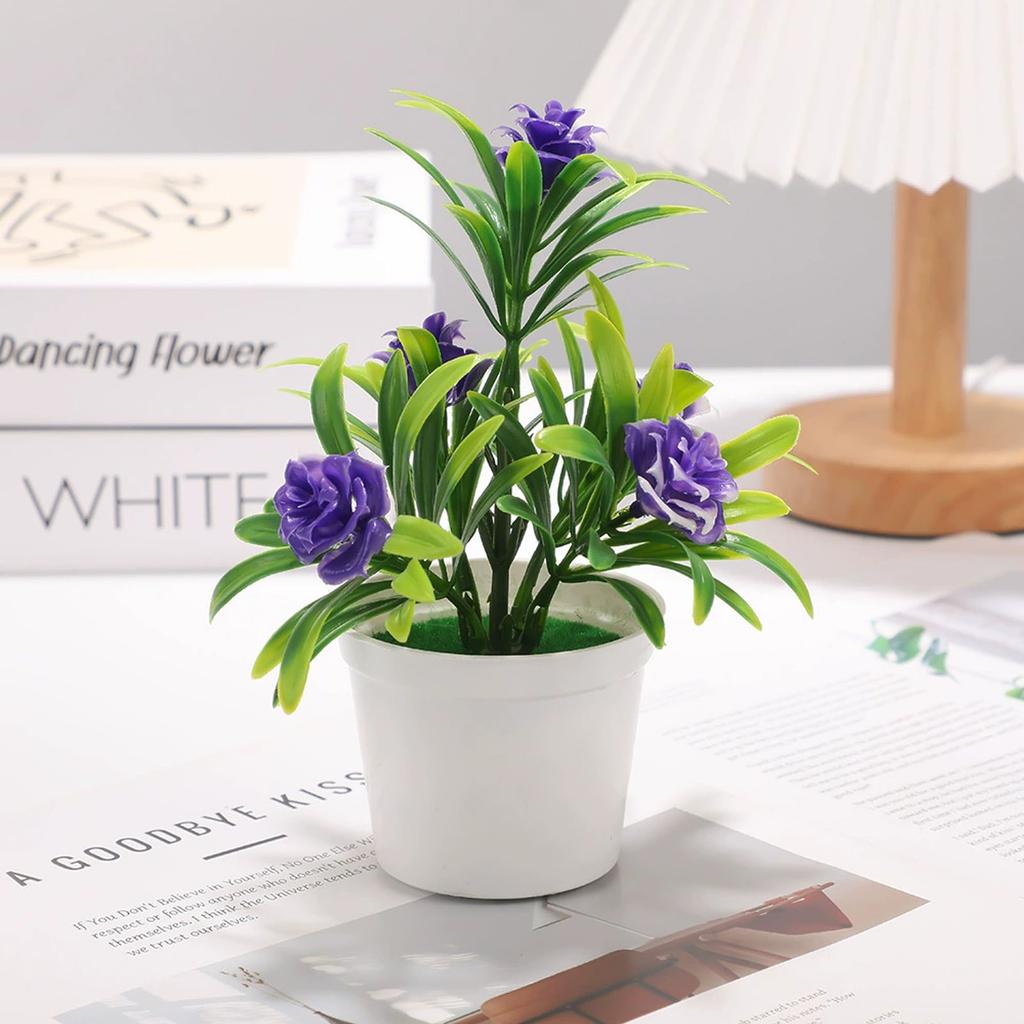Artificial Potted Plant Decorative Tabletop Fake Flower Arrangement Indoor Home Office Desk Greenery Landscape Faux Botanical Ornament