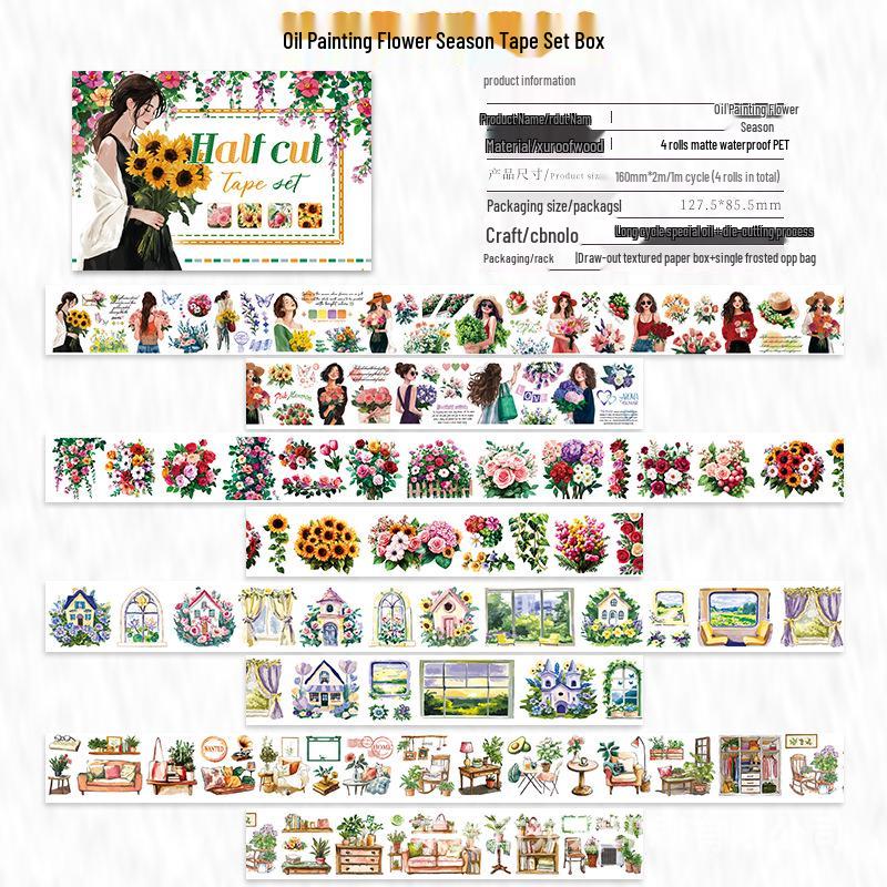 Die-cut PET Washi Tape Set: Coffee Theme, European & American Style for Journaling & Decoration