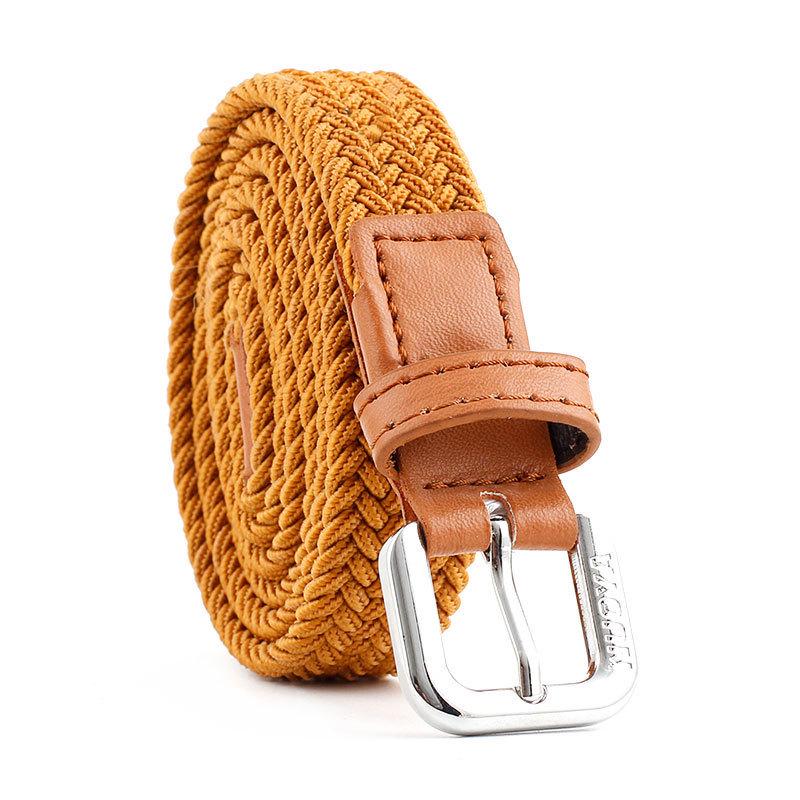 Men Women Casual Knitted Pin Buckle Belt Woven Canvas Elastic Stretch Belts Plain Webbing