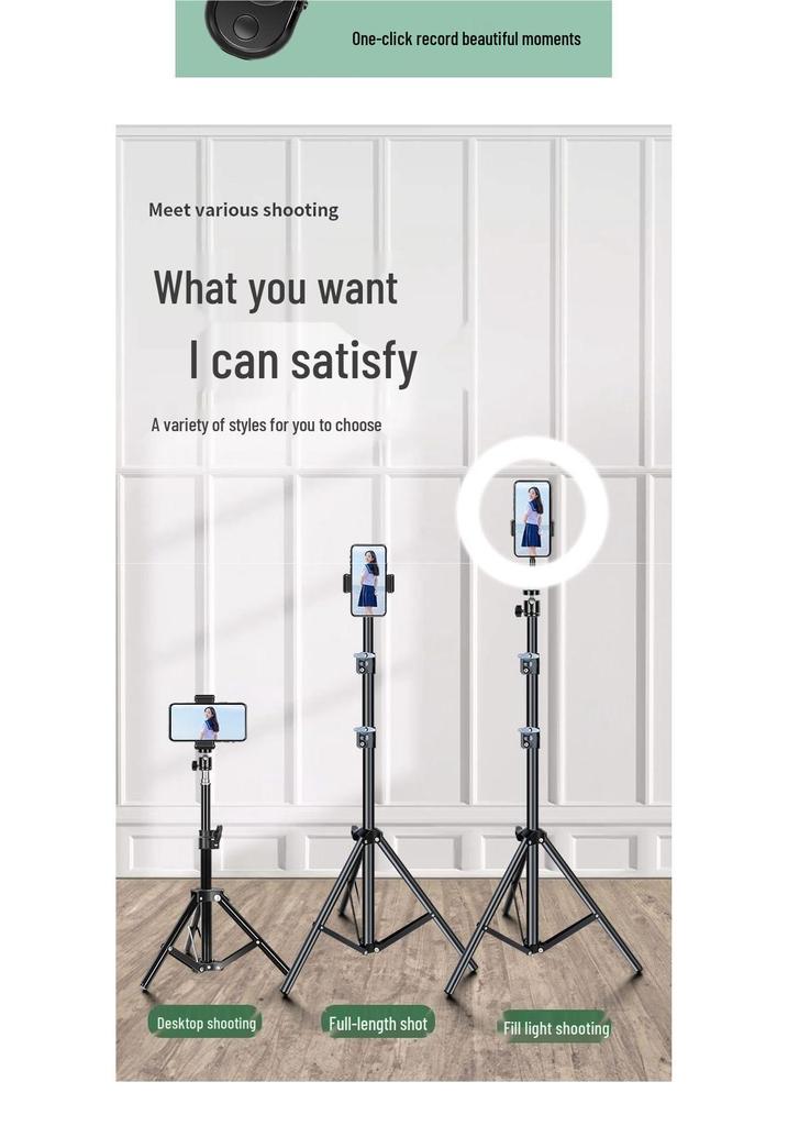 Dual Mobile Phone Live Streaming Tripod with Multi-Angle Stand and Fill Light for Outdoor Broadcasting